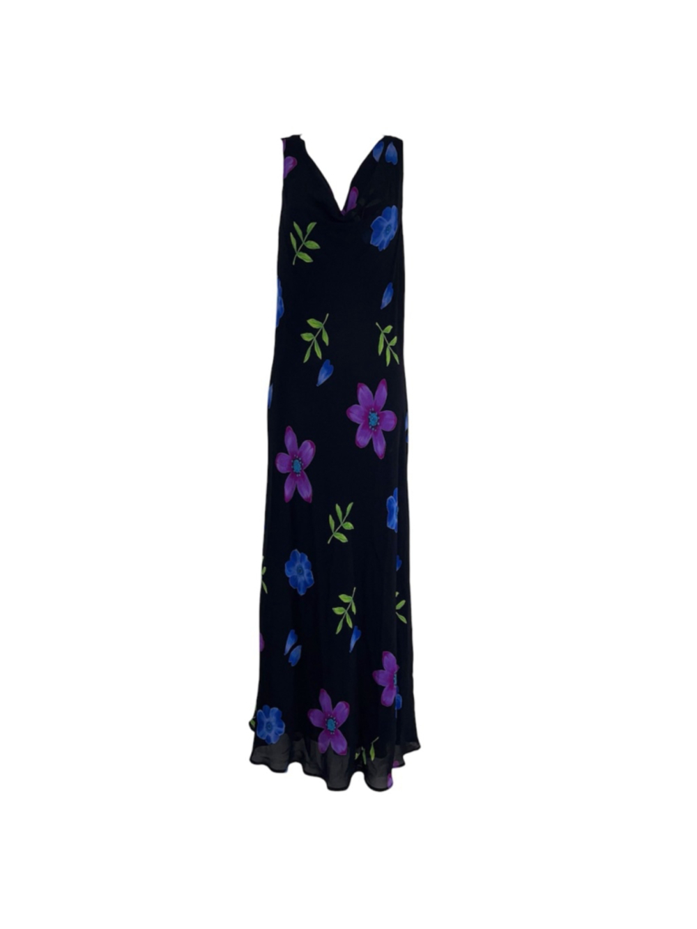Vintage Cache Black Floral Sleeveless Maxi Dress S